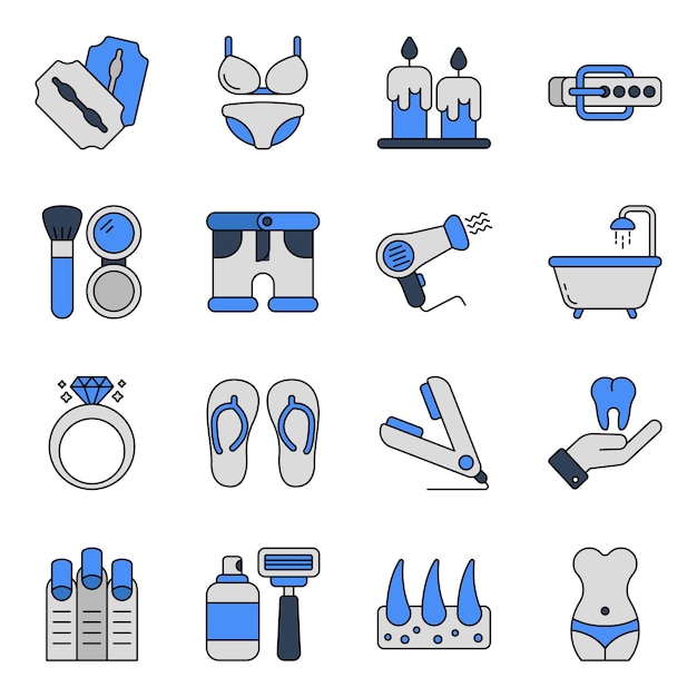 Pack of Makeup and Cosmetic Flat Icons