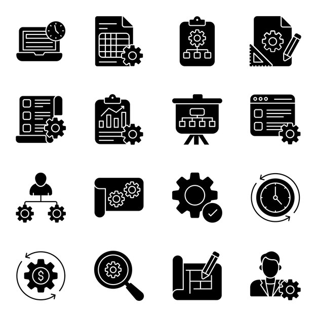 Vector pack of management solid icons