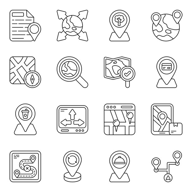 Pack of Map and Gps Line Icons