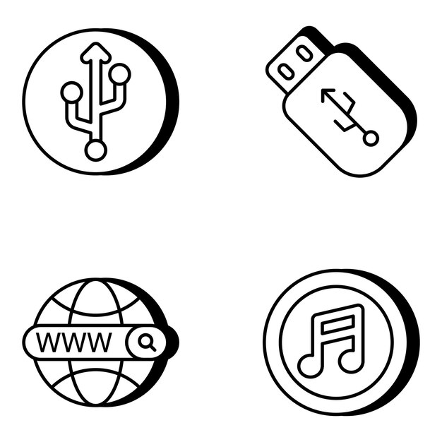 Pack of media and multimedia linear icons