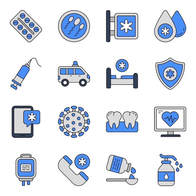 Pack of Medical and Healthcare Flat Icons