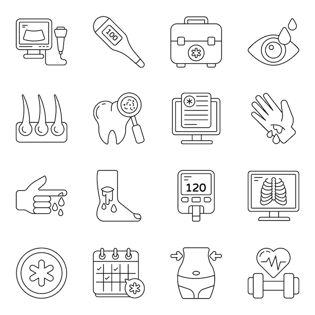 Pack of Medical and Organs Line Icons