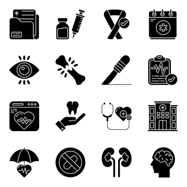 Pack of Medical and Pharmacy Glyph Icons