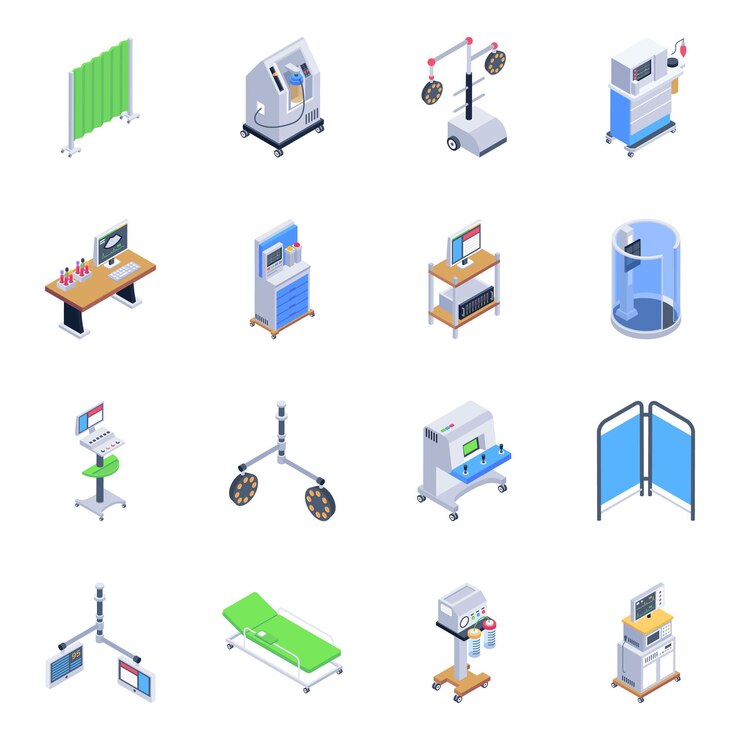 Vector pack of medical tools isometric icons