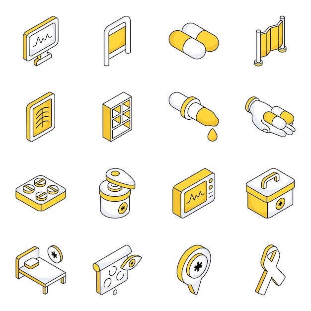 Vector pack of medication flat icons