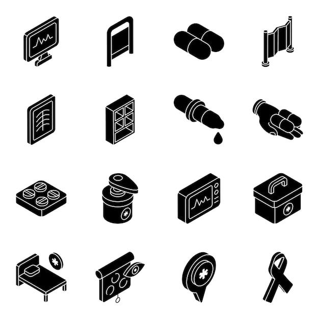 Vector pack of medication glyph icons