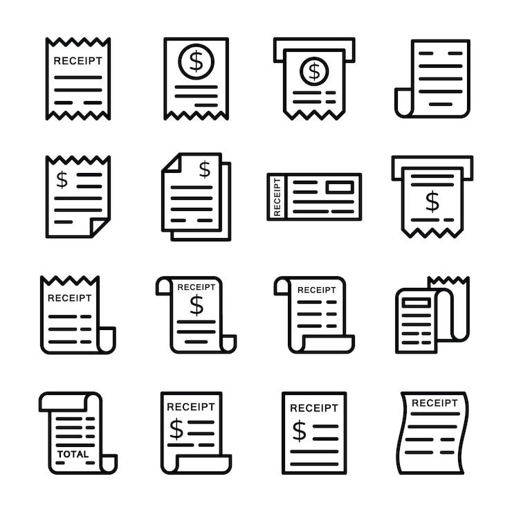 Vector pack met pictogrammen voor factuurontvangst