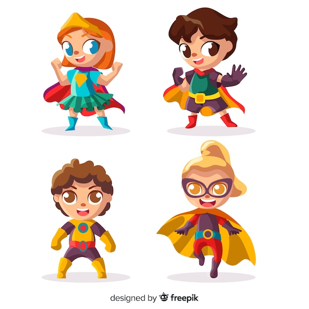 Pack met verschillende superheld-kinderen