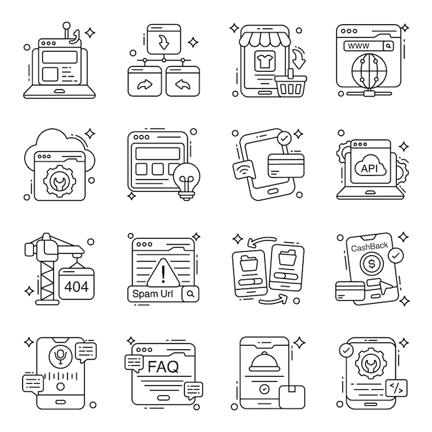 Vector pack of mobile data flat icons