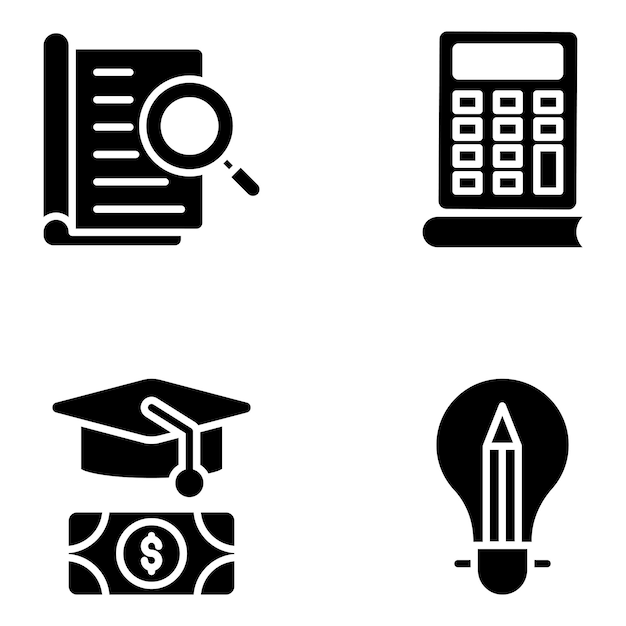 Pack of Modern Education Solid Icons