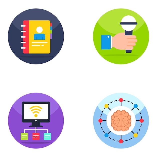 Pack of Network and Security Flat Icons