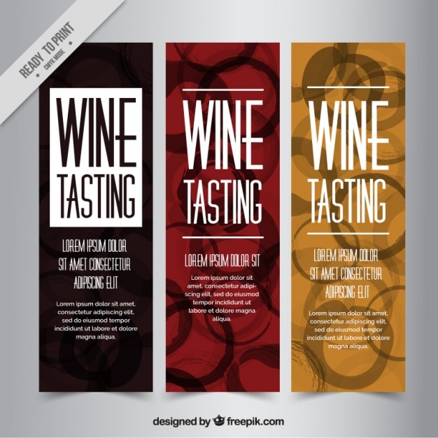 Vector pack of nice banners with wine stains