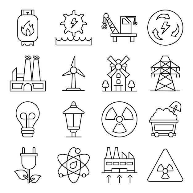 Пакет иконок линии energy idea