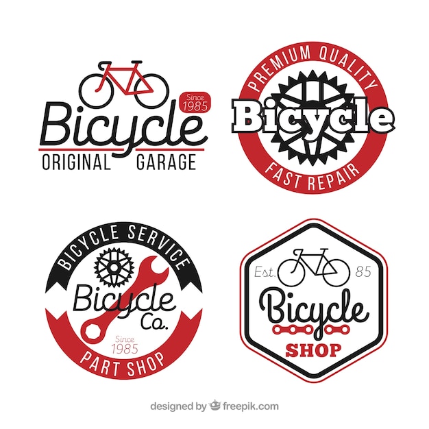 Вектор Пакет из четырех велосипедных логотипов