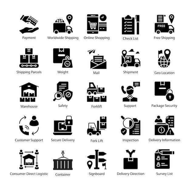 Пакет логистических иконок доставки