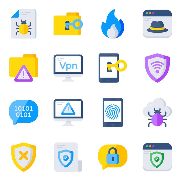 ベクトル セキュリティと安全のフラット アイコンのパック