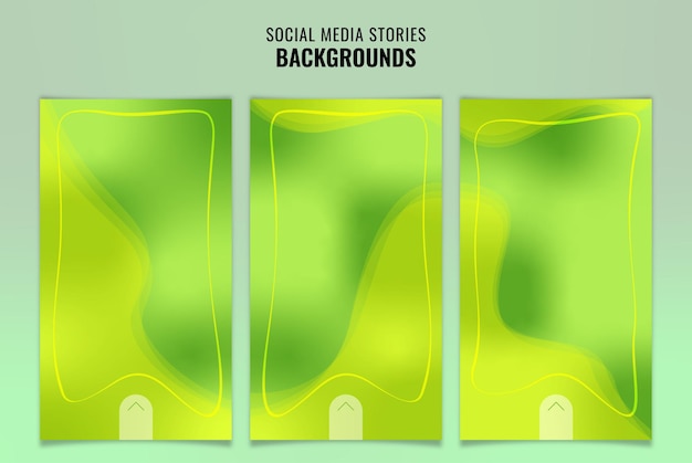 Вектор Пакет векторных фонов для историй в социальных сетях минималистский красочный зеленый градиент