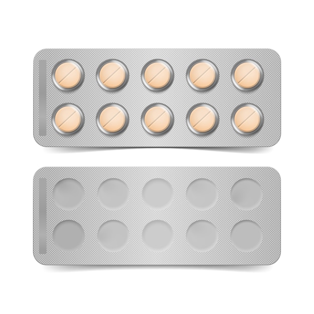  Pack of Orange Pills Isolated on White Background