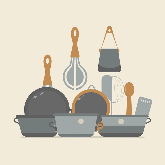 Pack of pans and other cooking utensils