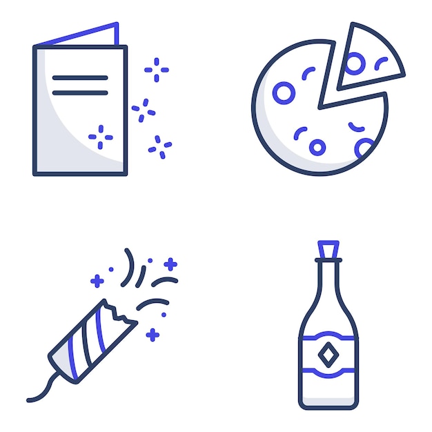 Pack of Party and Drink Flat Icons