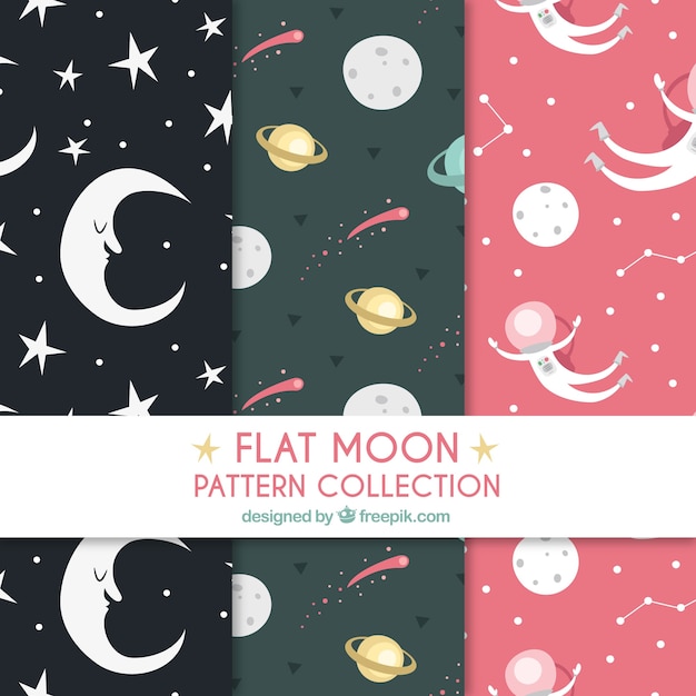 Pack of pretty moon patterns and planets