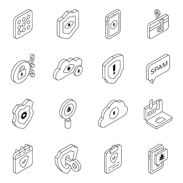 Pack of Protection line Icons