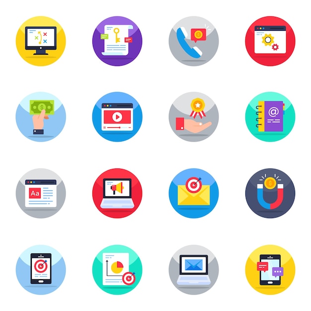 Pack of Publicity Flat Icons
