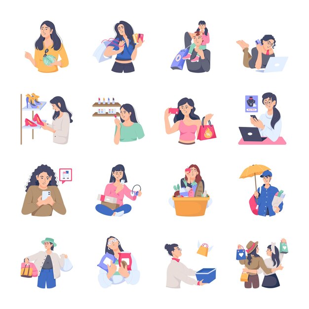 Vector pack of purchasers flat illustrations