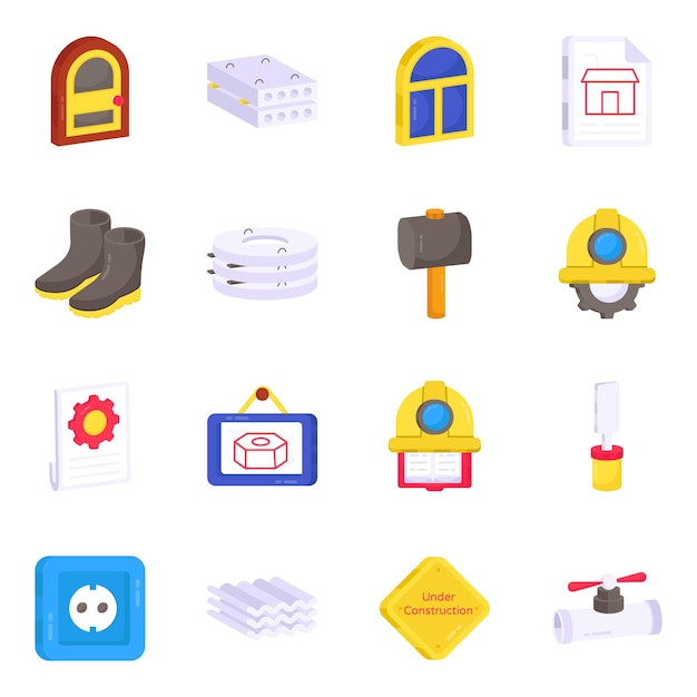 Pack of Repair Tools Flat Icons