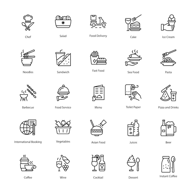 Pack of Restaurant Line Icons