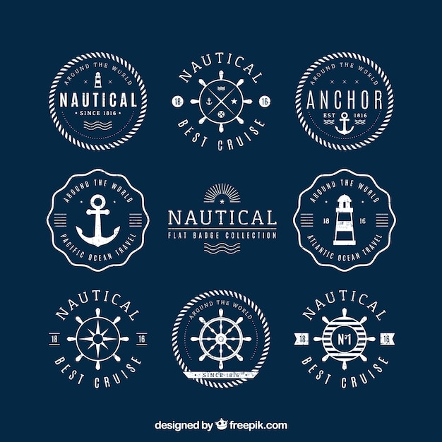 Vector pack of round nautical badges