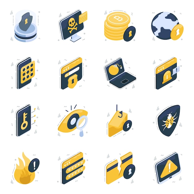 Vector pack of safety isometric icons