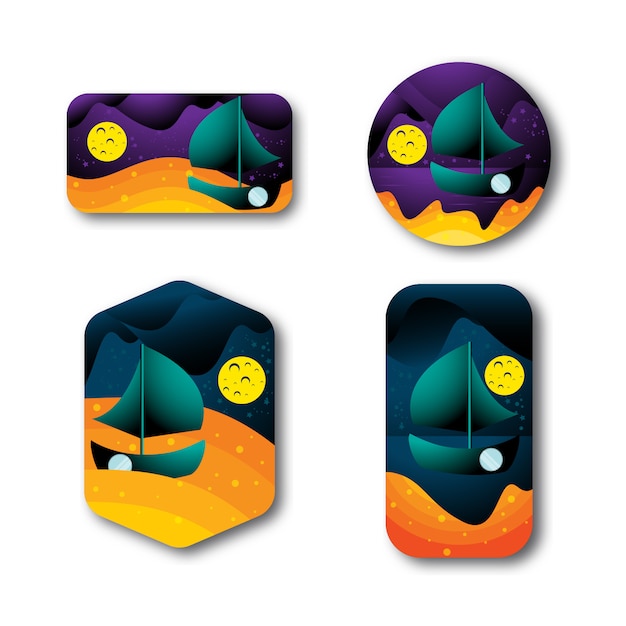 Vector pack of sailboat badges