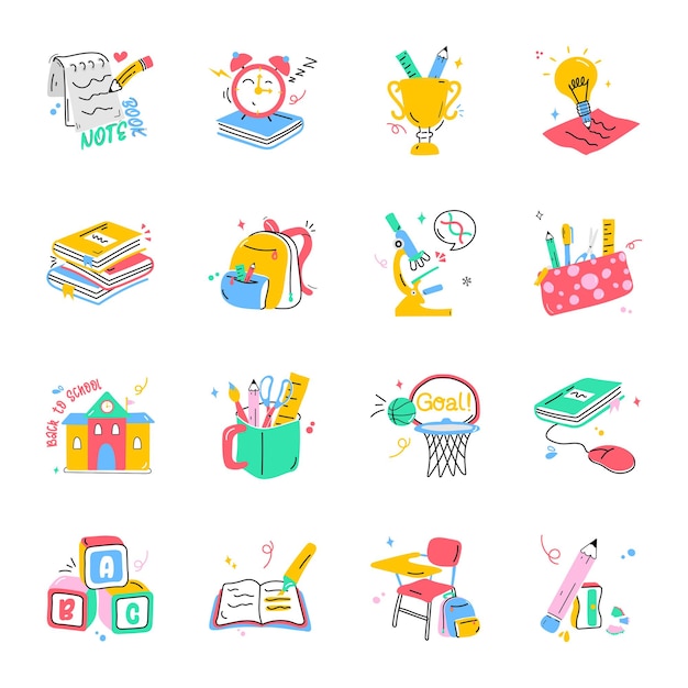 Pack of School Flat Stickers