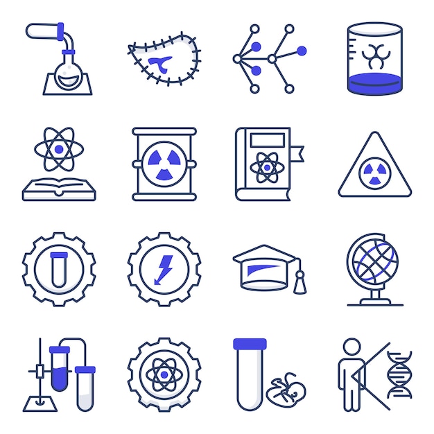 Pack of Science and Experiments Flat Icons