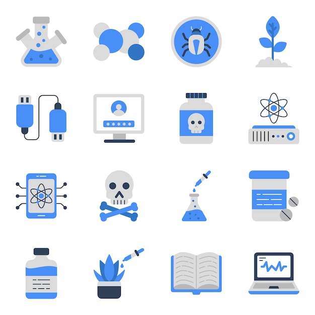 Pack of Science and Laboratory Flat Icons