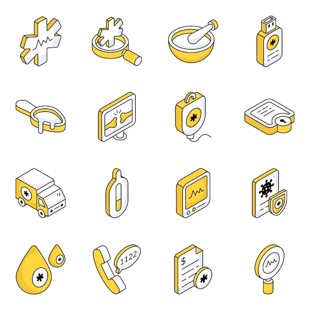 Vector pack of science and medication flat icons