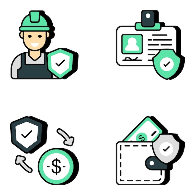 Vector pack of security and protection flat icons