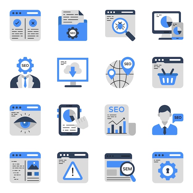 Pack of Seo and Data Flat Icons