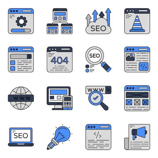 Pack of Seo Flat Icons