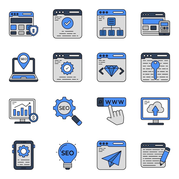 Pack of Seo and Ui Flat Icons