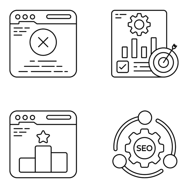 Pack of Seo and Website Line Icons