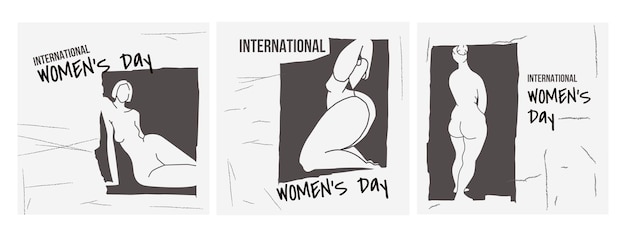 Pack of silhouette of a woman illustration for International Women's Day