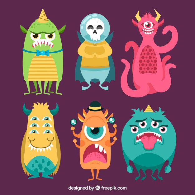 Vector pack of six monsters