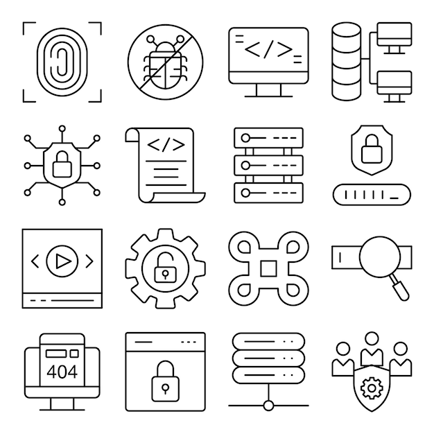 Vector pack of smart security line icons