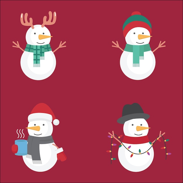 Vector pack of snowman character