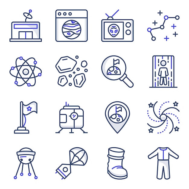 Pack of Space and Astronomy Flat Icons