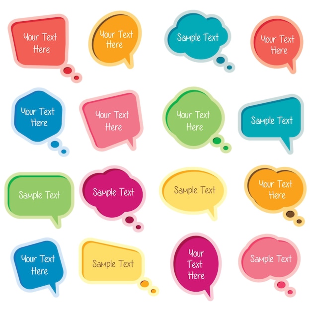 Vector pack of speech bubbles sketches colourful speech bubbles with different expressions