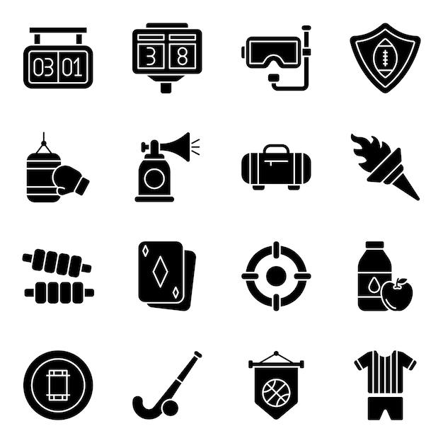 Pack of Sports Accessories Solid Icons