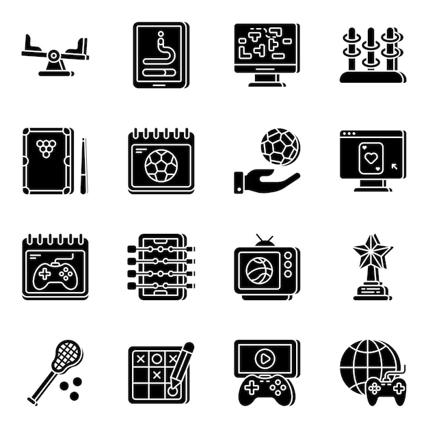 Vector pack of sports and gym solid icons